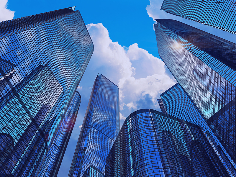skyscraper and clouds